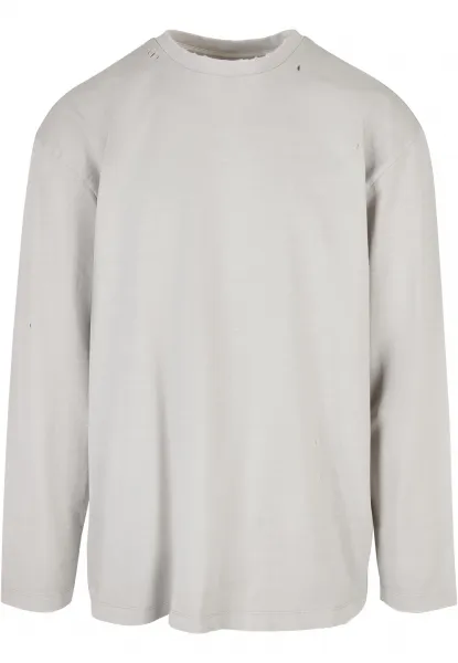 Oversized Distressed Long Sleeve Lightasphalt