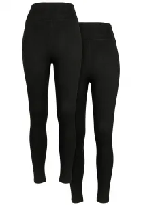 Women's high-waisted jersey leggings 2-pack black+black