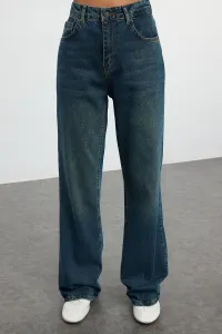Trendyol Navy Blue High Waist Wide Leg Jeans