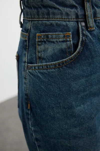 Trendyol Navy Blue High Waist Wide Leg Jeans