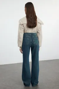 Trendyol Navy Blue High Waist Wide Leg Jeans