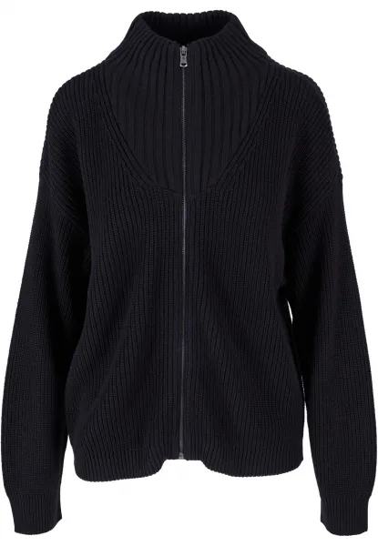 Women's knitted cardigan with zip black
