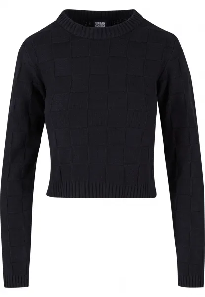 Women's knitted sweater check knit black