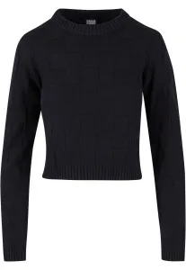 Women's knitted sweater check knit black