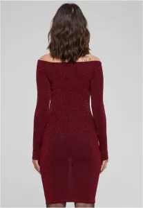 Women's glittering dress with long sleeves burgundy