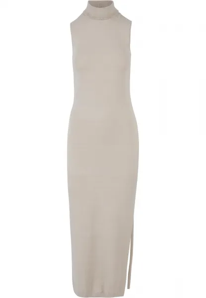 Women's knitted dress Turtleneck sand