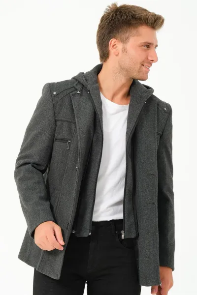 K7532 DEWBERRY MEN'S COAT-STRAIGHT ANTHRACITE