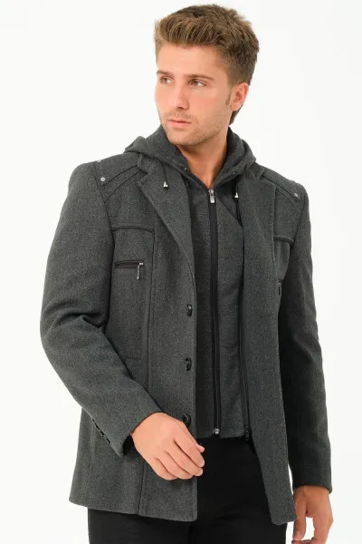 K7532 DEWBERRY MEN'S COAT-STRAIGHT ANTHRACITE