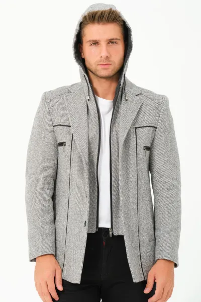 K7532 DEWBERRY MEN'S COAT-DIAGONAL GREY