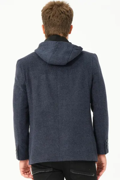 K7532 DEWBERRY MEN'S COAT-DIAGONAL NAVY BLUE