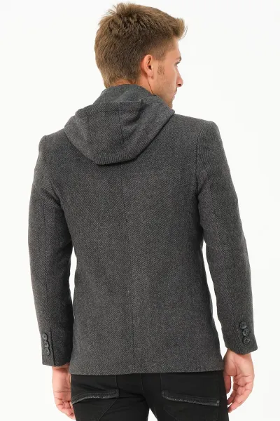 K7532 DEWBERRY MEN'S COAT-DIAGONAL ANTHRACITE