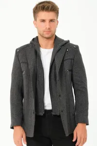 K7532 DEWBERRY MEN'S COAT-DIAGONAL ANTHRACITE