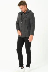 K7532 DEWBERRY MEN'S COAT-DIAGONAL ANTHRACITE