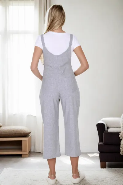 38739 Dewberry Women Pregnant Jumpsuit-GREY