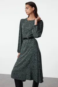 Trendyol Khaki Animal Midi Woven Dress