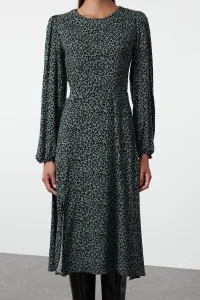 Trendyol Khaki Animal Midi Woven Dress