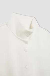 DEFACTO Girl Oversize Wide Pattern Polo Collar Buttoned Sweatshirt