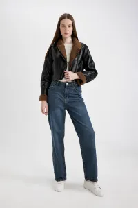 DEFACTO Regular Fit Polo Collar Faux Für Lined Coat