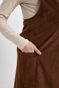 DEFACTO Regular Fit Velvet Mini Maternity Overall Dress