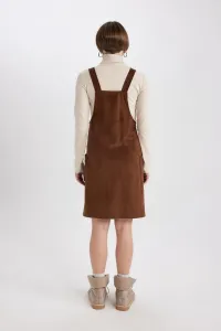 DEFACTO Regular Fit Velvet Mini Maternity Overall Dress