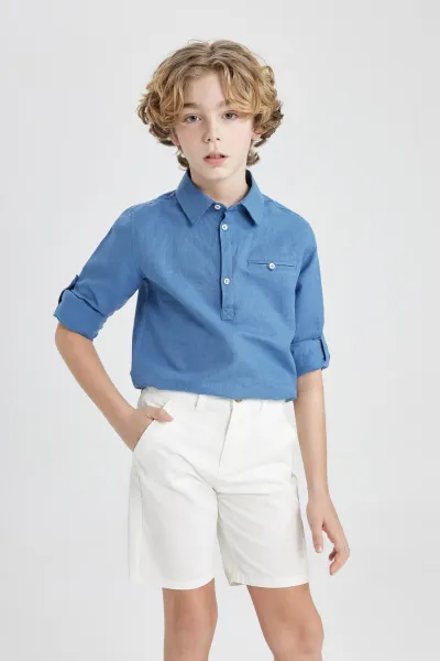 DEFACTO Boy's Gabardine Basic Shorts