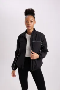 DEFACTO Fit Water Repellent Stand Collar Detachable Sleeve Detailed Pocket Lined Light Thin Coat