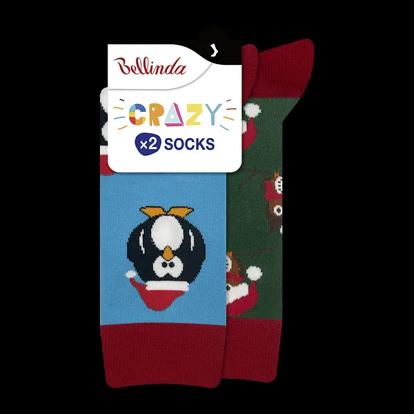 Bellinda 
CRAZY SOCKS 2x - Veselé ponožky 2 páry - svetlo modrá - zelená