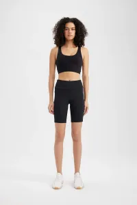 DEFACTO Fit Black High Waist Biker Elastic Short Basic Sports Leggings
