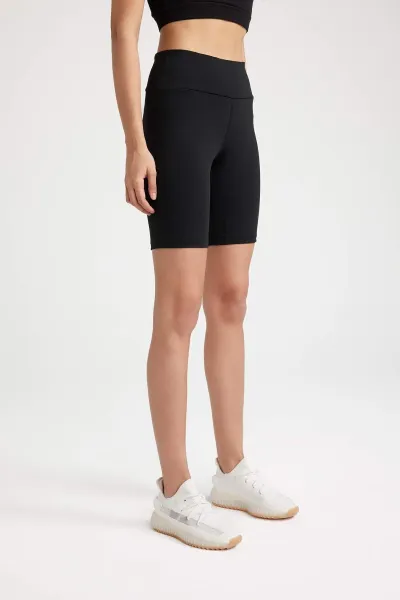 DEFACTO Fit Black High Waist Biker Elastic Short Basic Sports Leggings
