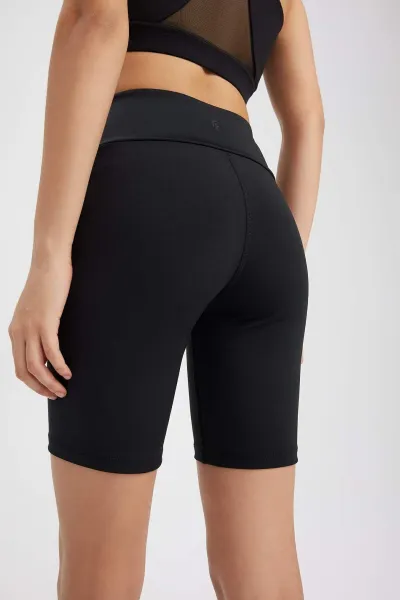 DEFACTO Fit Black High Waist Biker Elastic Short Basic Sports Leggings