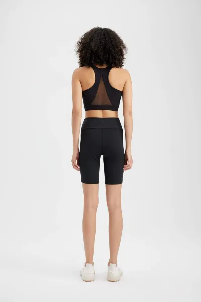 DEFACTO Fit Black High Waist Biker Elastic Short Basic Sports Leggings