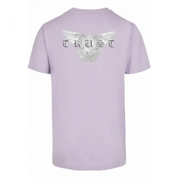 Men's T-shirt with Trust Dove lilac inscription on the back