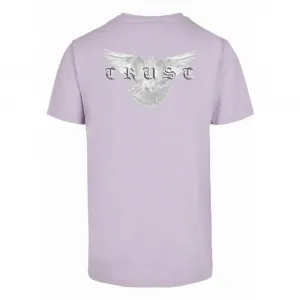 Men's T-shirt with Trust Dove lilac inscription on the back