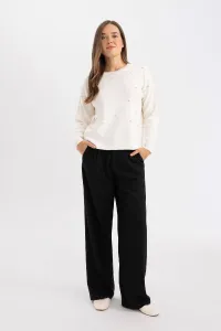 DEFACTO Regular Fit Crew Neck Stone Knitted Sweater