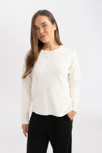 DEFACTO Regular Fit Crew Neck Stone Knitted Sweater