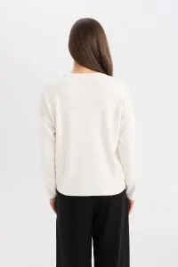 DEFACTO Regular Fit Crew Neck Stone Knitted Sweater