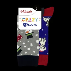 Bellinda 
CRAZY SOCKS 2x - Veselé ponožky 2 páry - sivá - modrá