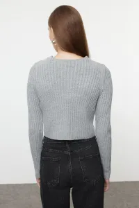 Trendyol Gray Crop Blouse-Cardigan Set Knitwear Cardigan