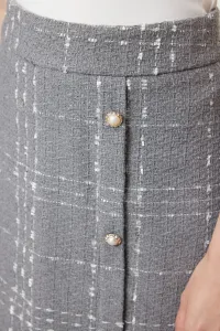 Trendyol Anthracite Buttoned Tweed Fabric Mini Woven Skirt