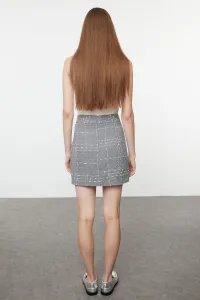 Trendyol Anthracite Buttoned Tweed Fabric Mini Woven Skirt