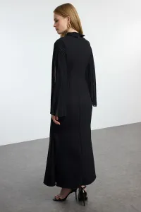 Trendyol Black Embroidered Detailed Chiffon Sleeve Woven Evening Dress