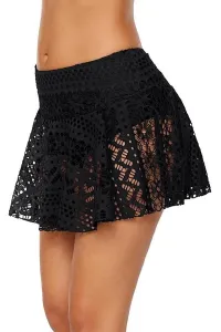 85394 Dewberry Lace Skirt Bikini Bottom-BLACK