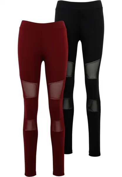 Women's fishnet leggings 2 pcs black+burgundy