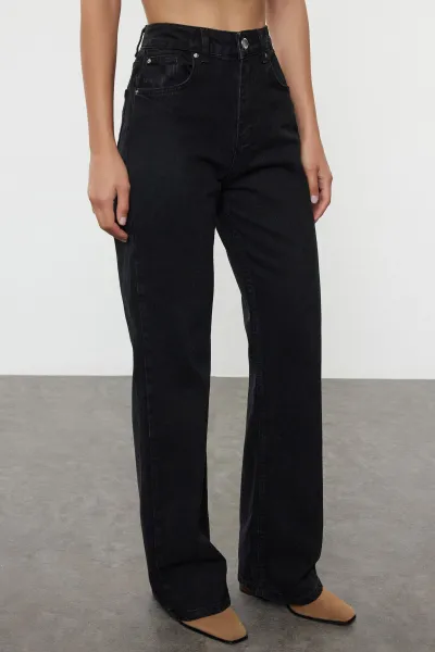 Trendyol Black High Waist Wide Leg Jeans