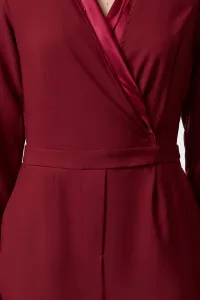 Trendyol Limited Edition Long Claret Red Satin Collar Detailed Woven Jumpsuit