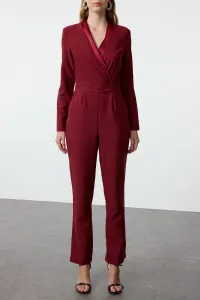 Trendyol Limited Edition Long Claret Red Satin Collar Detailed Woven Jumpsuit