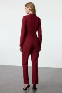Trendyol Limited Edition Long Claret Red Satin Collar Detailed Woven Jumpsuit
