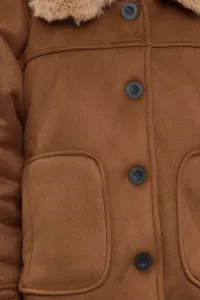Trendyol Brown Regular Fit Plush Detailed Suede Coat