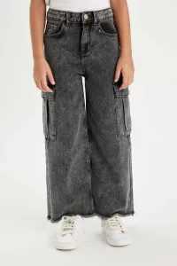 DEFACTO Girls Wide Leg Cargo Pocket Wide Leg Jeans