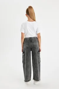 DEFACTO Girls Wide Leg Cargo Pocket Wide Leg Jeans